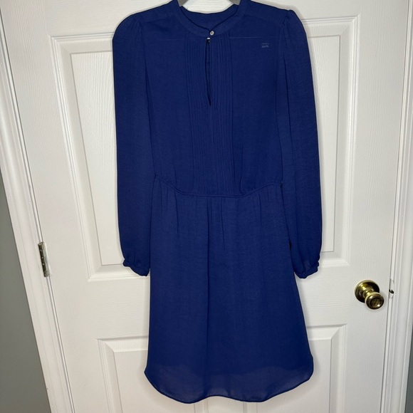 Zara Blue Pleated Long Sleeve Dress Size Small GUC - Picture 1 of 5